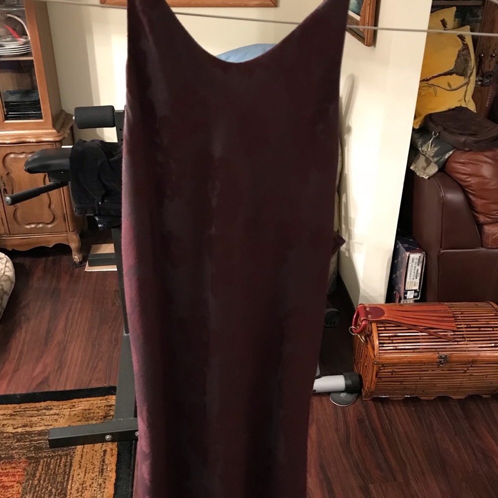 Hampton Nights long silky material raisin dress